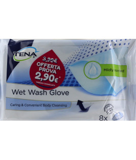 Tena Wet Wash Glove 8pz Guanti pre-saponati